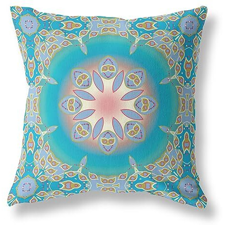 Amrita Sen Jewel Circle Suede Blown and Closed Pillow w/Insert in Blue and Green