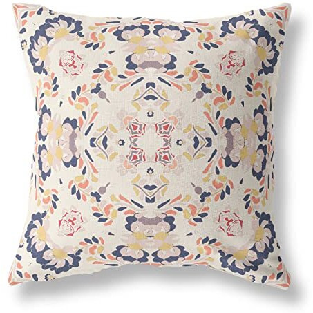 Amrita Sen Earth and Heaven Suede Blown and Closed Pillow w/Insert in White and Blue