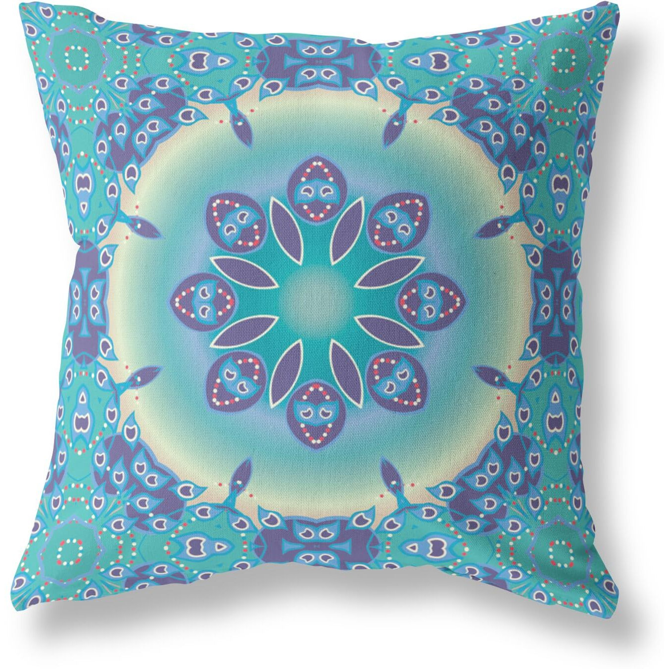 Amrita Sen Jewel Circle Suede Zippered Pillow w Insert in Blue and Purple