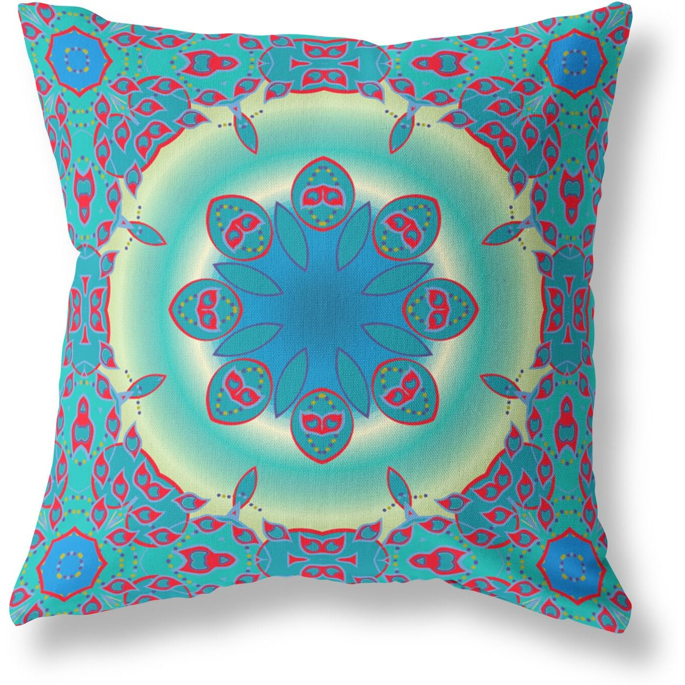 Amrita Sen Jewel Circle Suede Zippered Pillow w Insert in Green and Red