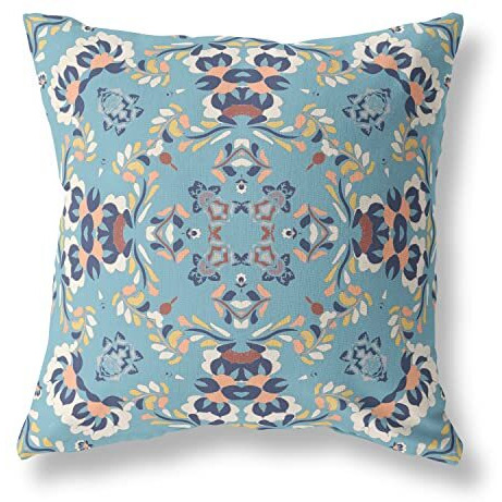 Amrita Sen Earth and Heaven Suede Zippered Pillow w Insert in Gray and Blue