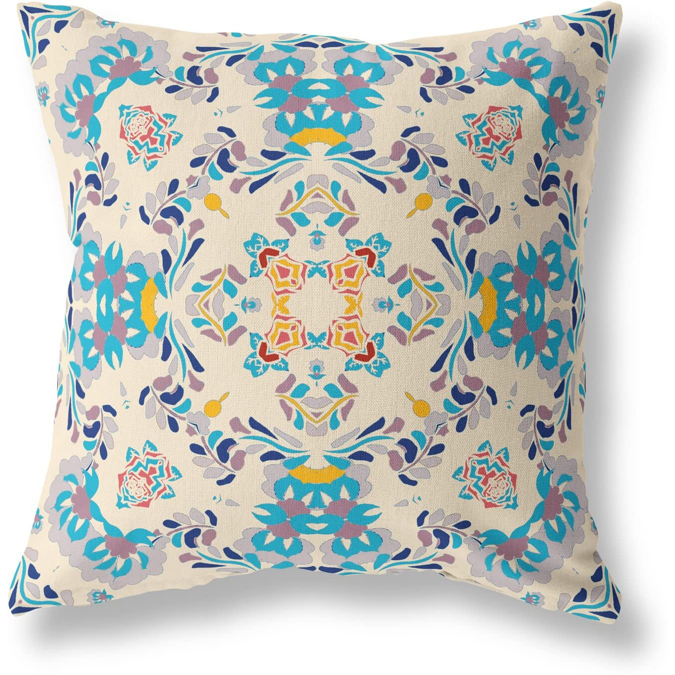 Amrita Sen Earth and Heaven Suede Zippered Pillow w Insert in Off White and Blue
