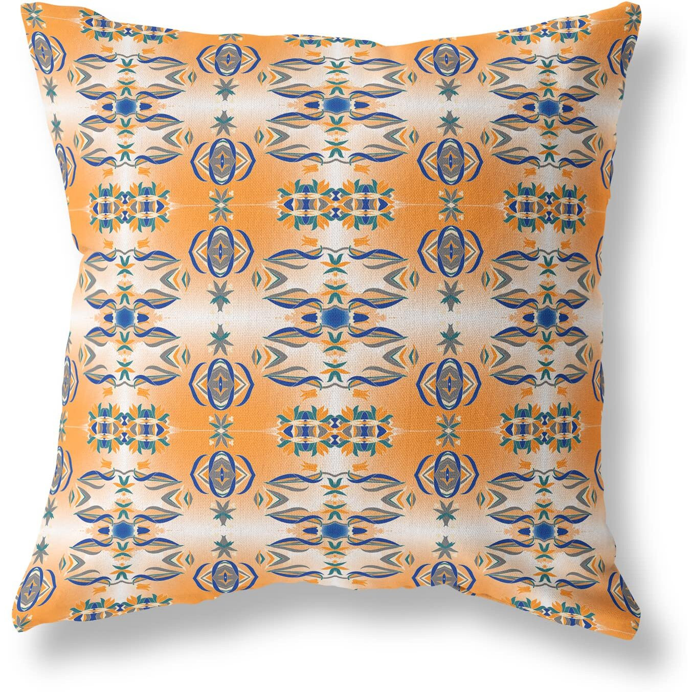 Amrita Sen Flowers of Strength Suede Zippered Pillow w Insert in Orange and Gray
