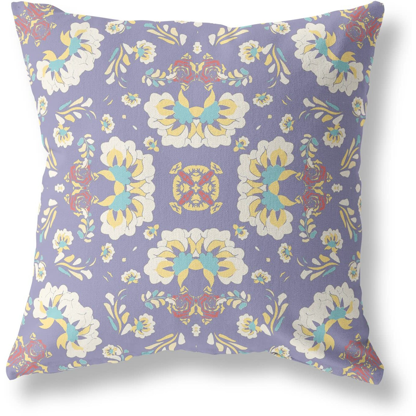 Amrita Sen Divine Flowers Suede Zippered Pillow w Insert in Purple