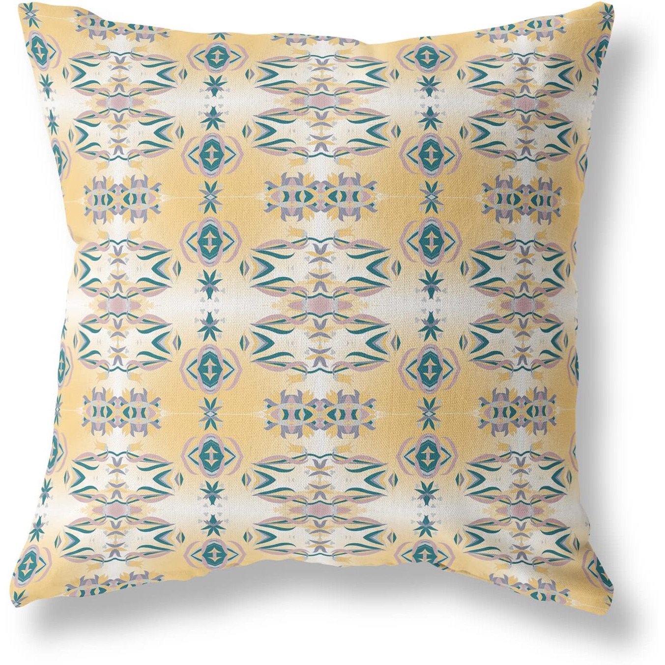 Amrita Sen Flowers of Strength Suede Zippered Pillow w Insert in White and Yellow