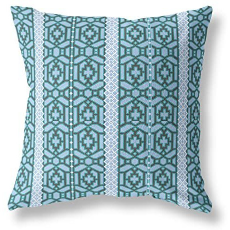Amrita Sen Loyalty and Love Suede Zippered Pillow w Insert in Blue and Brown
