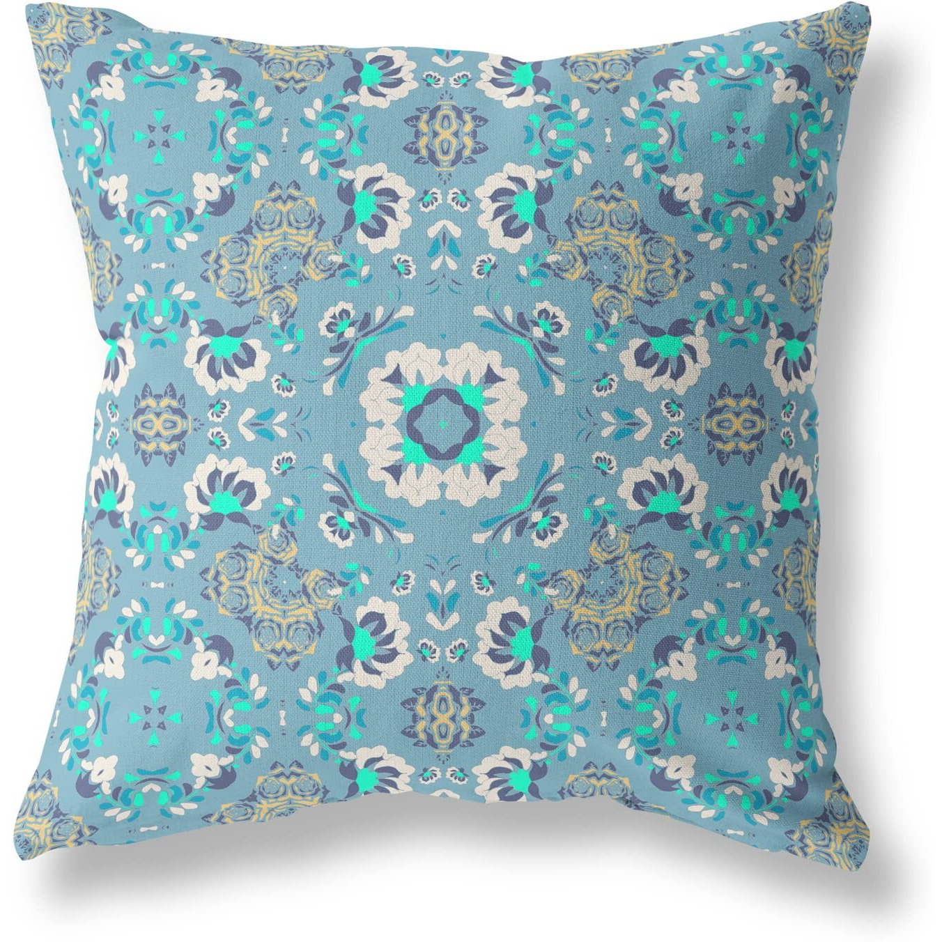 Amrita Sen Love and Liberty Suede Zippered Pillow w Insert in Light Blue