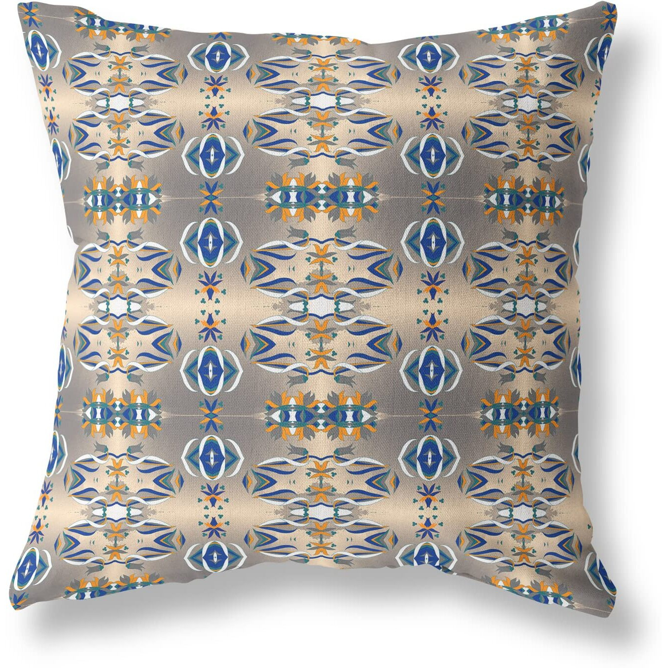 Amrita Sen Flowers of Strength Suede Blown and Closed Pillow w/Insert in Brown and Blue