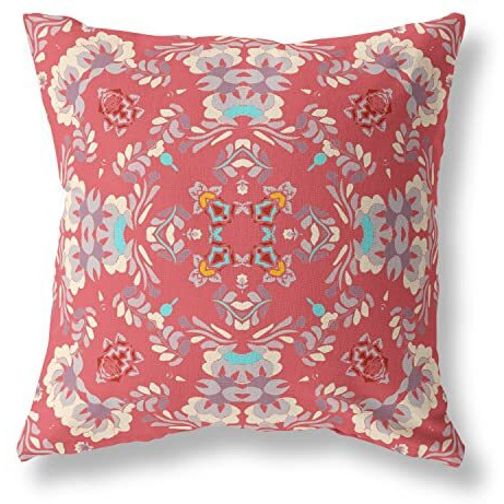 Amrita Sen Earth and Heaven Suede Zippered Pillow w Insert in Red