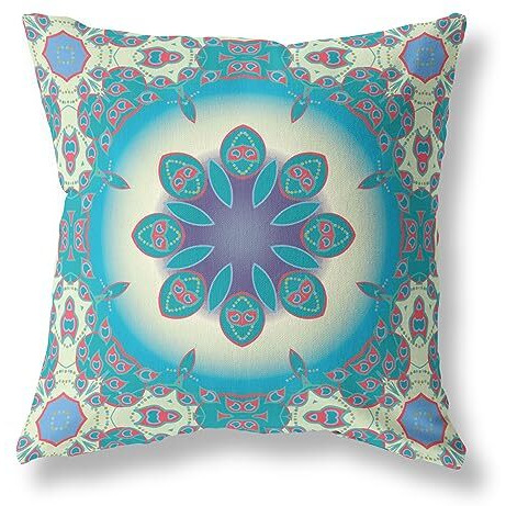 Amrita Sen Jewel Circle Suede Zippered Pillow w Insert in Yellow and Red