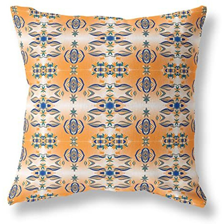 Amrita Sen Flowers of Strength Suede Zippered Pillow w Insert in Orange and Gray