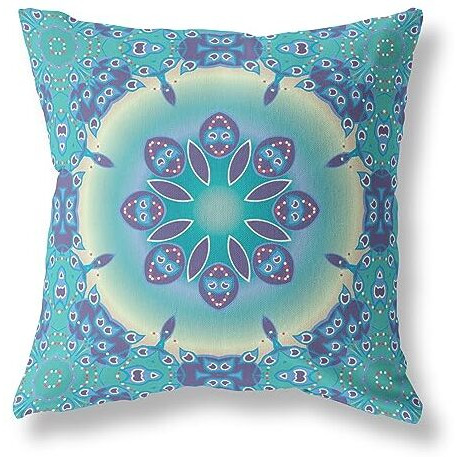 Amrita Sen Jewel Circle Suede Zippered Pillow w Insert in Blue and Purple