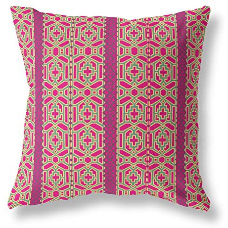 Amrita Sen Loyalty and Love Suede Zippered Pillow w Insert in Pink and Green