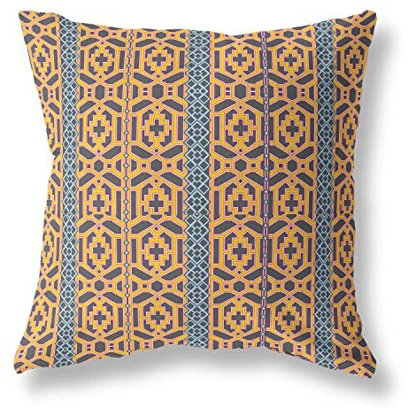 Amrita Sen Loyalty and Love Suede Blown and Closed Pillow w/Insert in Brown and Yellow