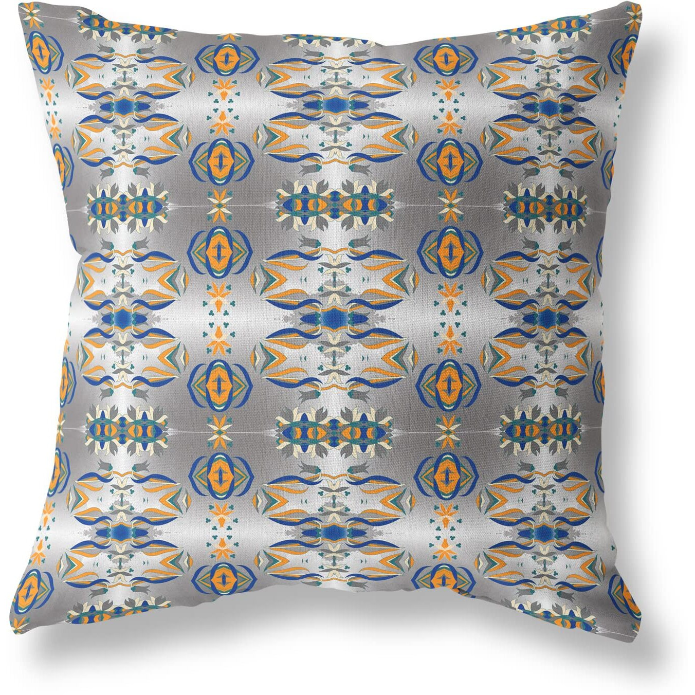 Amrita Sen Flowers of Strength Suede Blown and Closed Pillow w/Insert in Gray and Orange