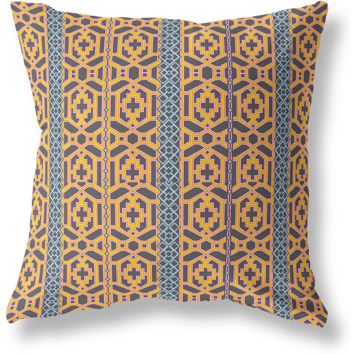 Amrita Sen Loyalty and Love Suede Blown and Closed Pillow w/Insert in Brown and Yellow
