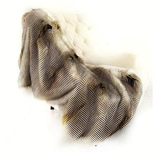 Plutus Brands Gray, Beige and Gold Handmade Luxury Throw