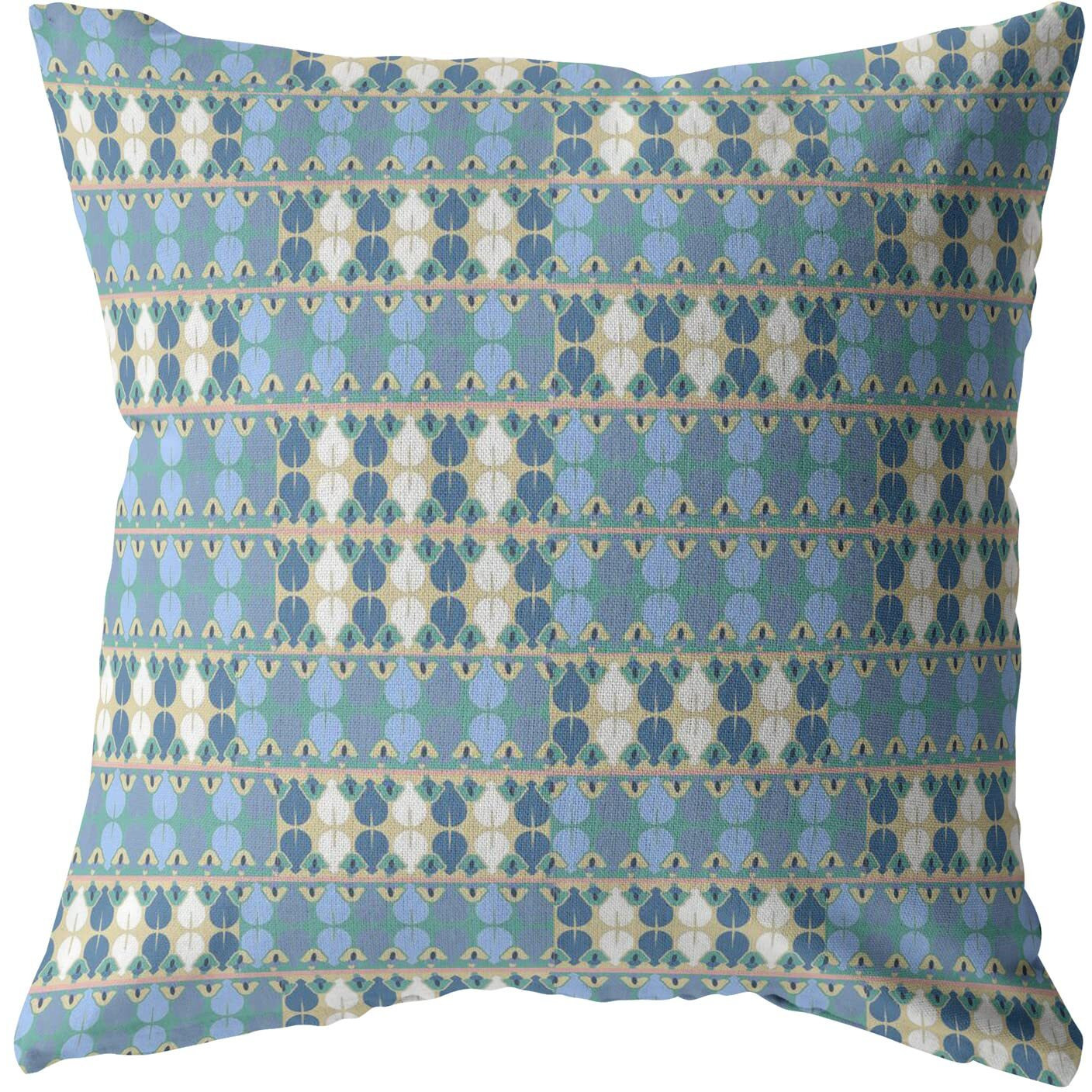 Amrita Sen Square Spades Broadcloth Indoor Outdoor Zippered Pillow Muted Light Blue Cream