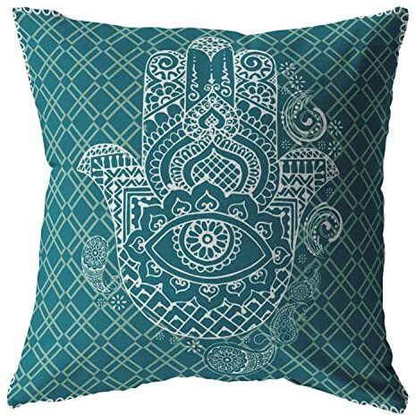 Amrita Sen Hamsa Suede Blown and Closed Pillow White on Green