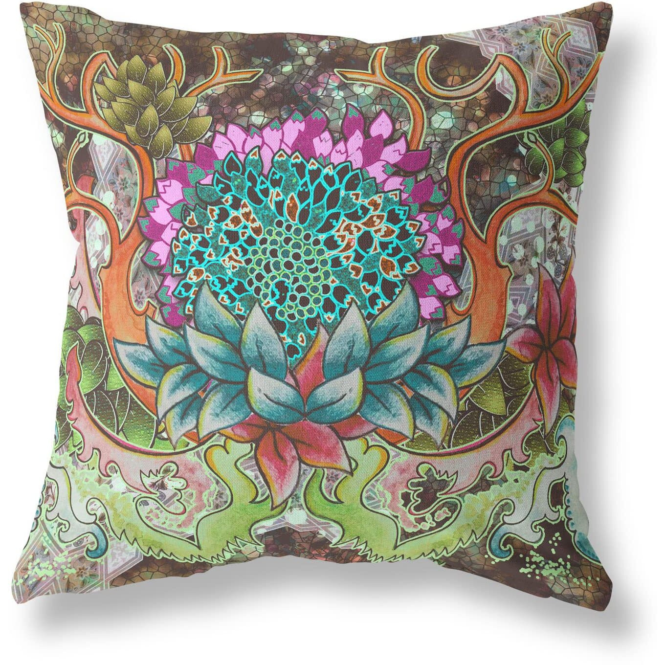 Amrita Sen Vase Sunflower Matches Broadcloth Indoor Outdoor Zippered Pillow Green Pink Blue