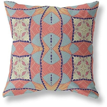 Amrita Sen Cosmic Circle Sprays Broadcloth Indoor Outdoor Zippered Pillow Red Orange Indigo