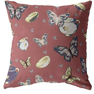 Amrita Sen Butterflies and Bowls Suede Blown and Closed Pillow Muted Orange
