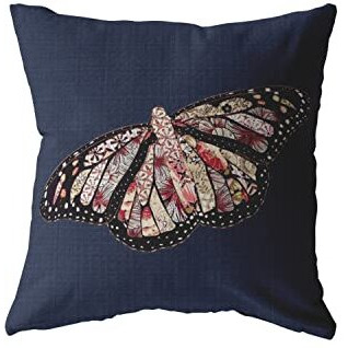 Amrita Sen Rustic Butterfly Suede Blown and Closed Pillow Denim