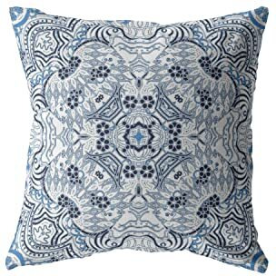 Amrita Sen Tree of Life Suede Blown and Closed Pillow Light Blue