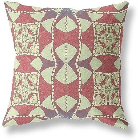 Amrita Sen Cosmic Circle Sprays Broadcloth Indoor Outdoor Blown and Closed Pillow Muted Magenta Yellow