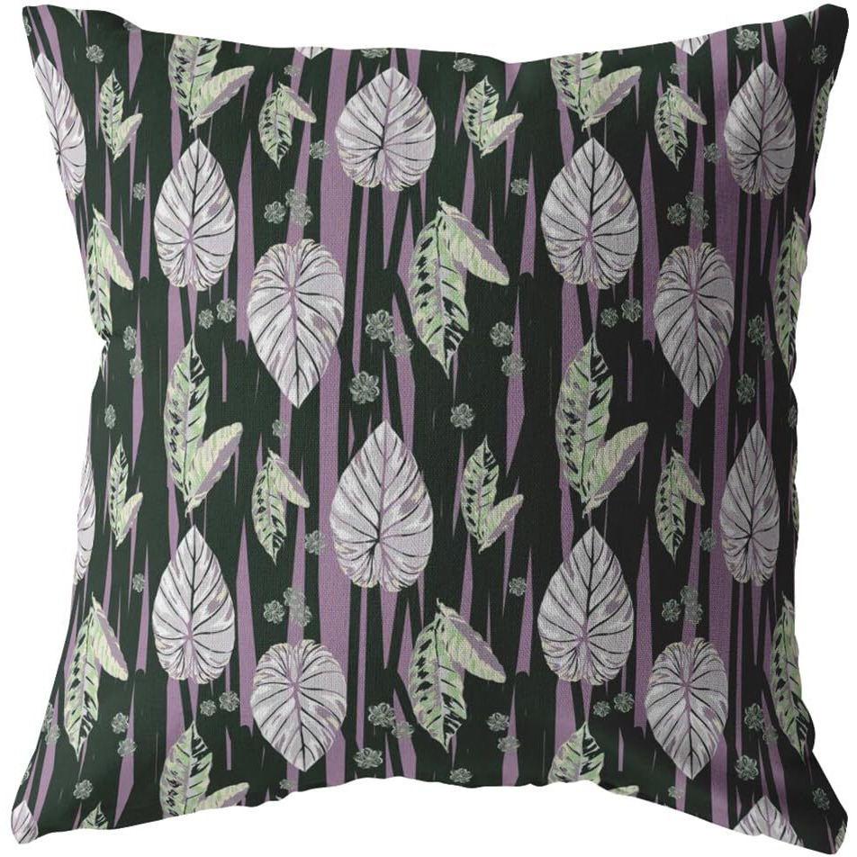 Amrita Sen Tropics Broadcloth Indoor Outdoor Blown and Closed Pillow Purple and Dark Green