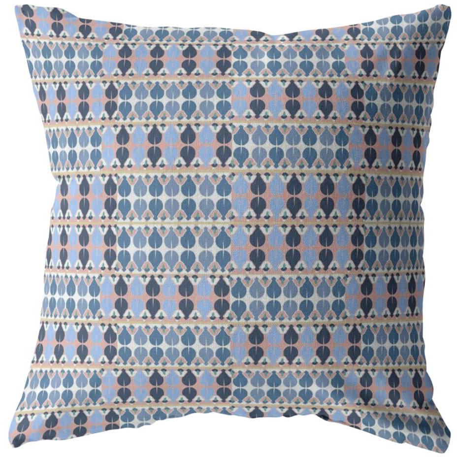 Amrita Sen Spades Broadcloth Indoor Outdoor Blown and Closed Pillow Light Blue and Gray