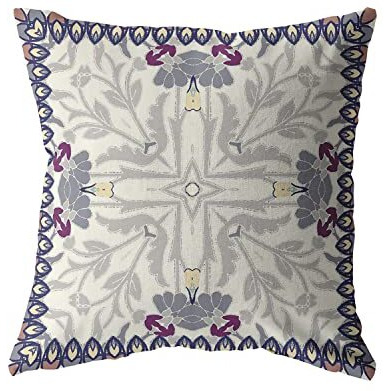 Amrita Sen Boho Frame Suede Blown and Closed Pillow Gray