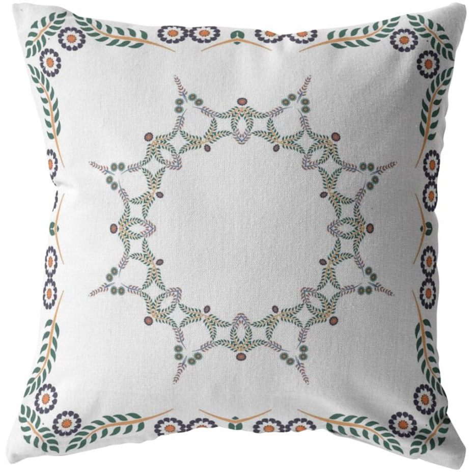 Amrita Sen Wildflower Star Broadcloth Indoor Outdoor Zippered Pillow White