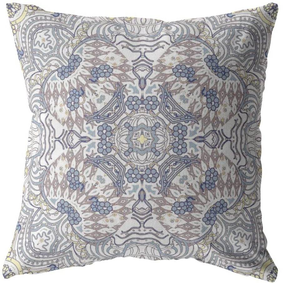 Amrita Sen Tree of Life Broadcloth Indoor Outdoor Zippered Pillow Yellow and Gray