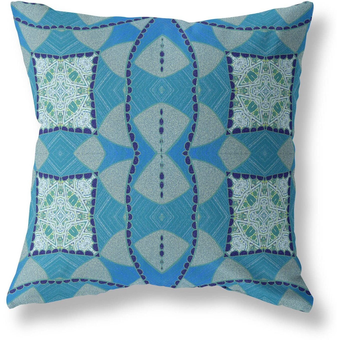 Amrita Sen Cosmic Circle Sprays Suede Blown and Closed Pillow Aqua Sky Blue