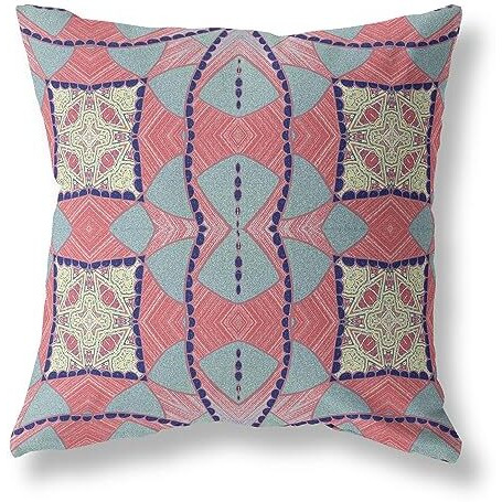 Amrita Sen Cosmic Circle Sprays Suede Zippered Pillow with Insert Muted Red Yellow