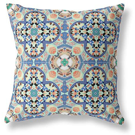 Amrita Sen Clover Leaf Floral Broadcloth Indoor Outdoor Zippered Pillow Blue Purple Peach