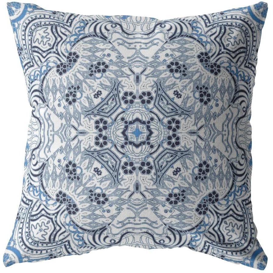 Amrita Sen Tree of Life Broadcloth Indoor Outdoor Zippered Pillow Light Blue