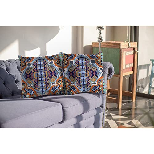 Amrita Sen Boho Flower Broadcloth Indoor Outdoor Zippered Pillow Orange