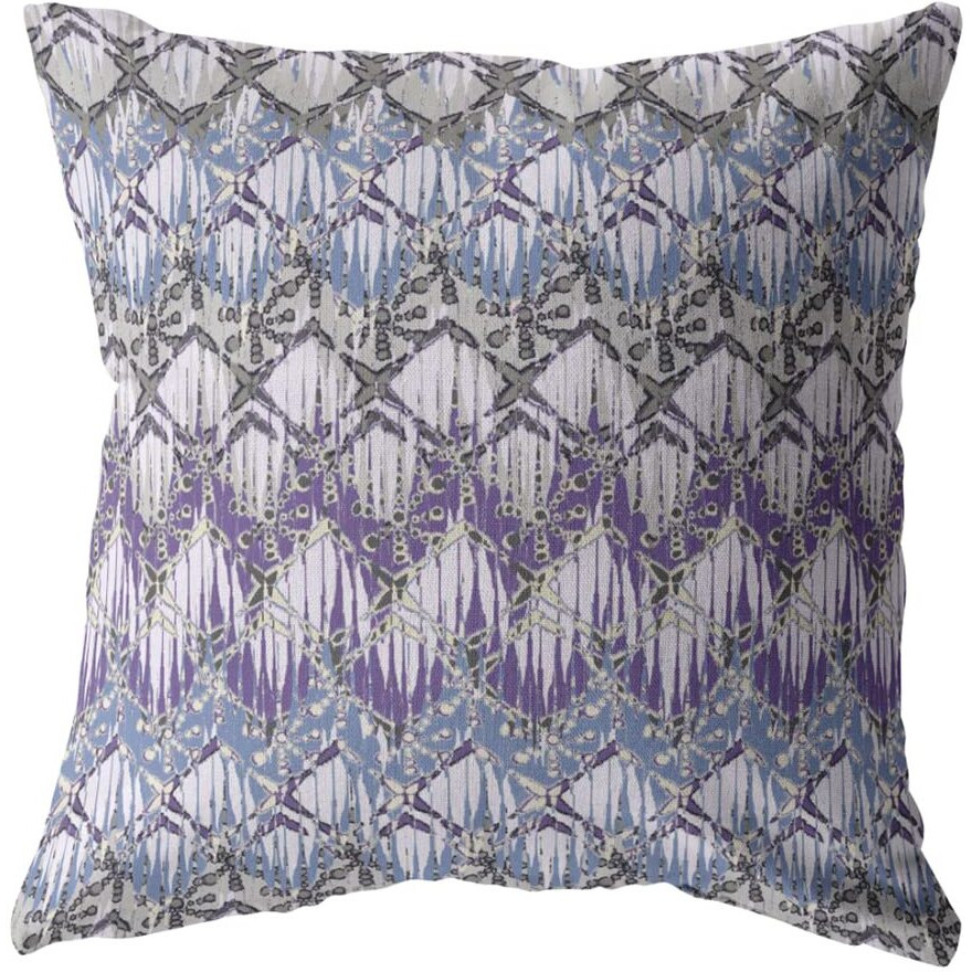 Amrita Sen Hatches Broadcloth Indoor Outdoor Zippered Pillow Muted Purple and Gray