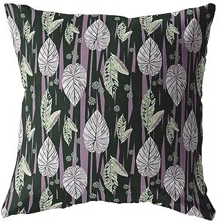Amrita Sen Tropics Broadcloth Indoor Outdoor Blown and Closed Pillow Purple and Dark Green