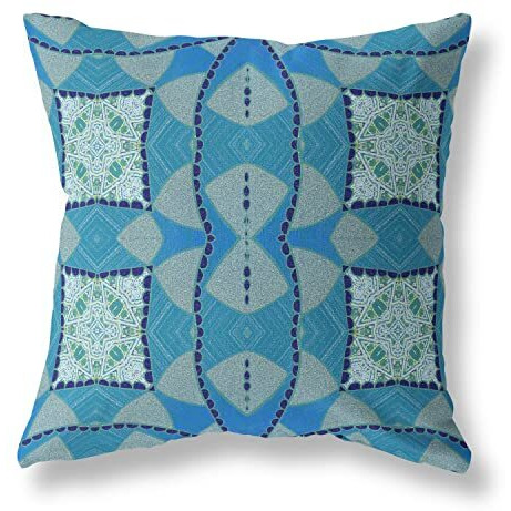 Amrita Sen Cosmic Circle Sprays Broadcloth Indoor Outdoor Blown and Closed Pillow Aqua Sky Blue