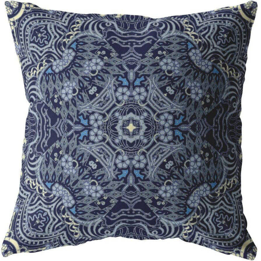 Amrita Sen Tree of Life Broadcloth Indoor Outdoor Blown and Closed Pillow Indigo