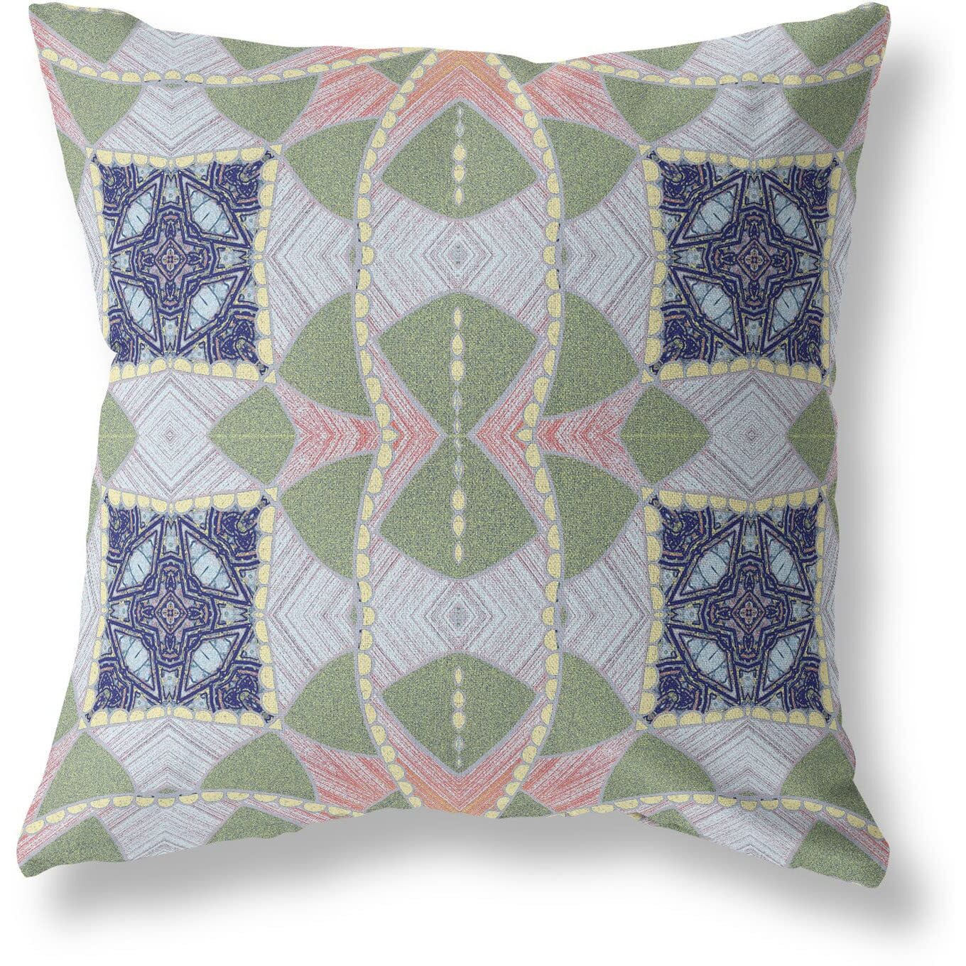 Amrita Sen Cosmic Circle Sprays Suede Blown and Closed Pillow Green Pink Indigo