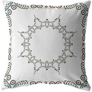 Amrita Sen Wildflower Star Broadcloth Indoor Outdoor Blown and Closed Pillow White