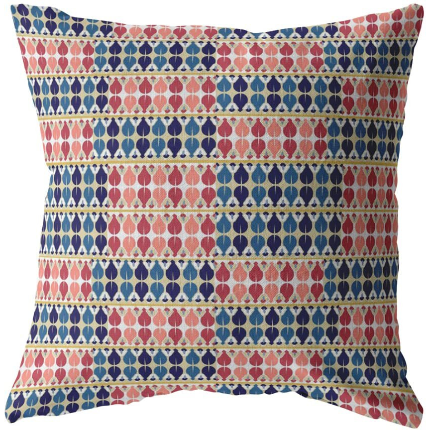 Amrita Sen Spades Broadcloth Indoor Outdoor Blown and Closed Pillow Red and Blue