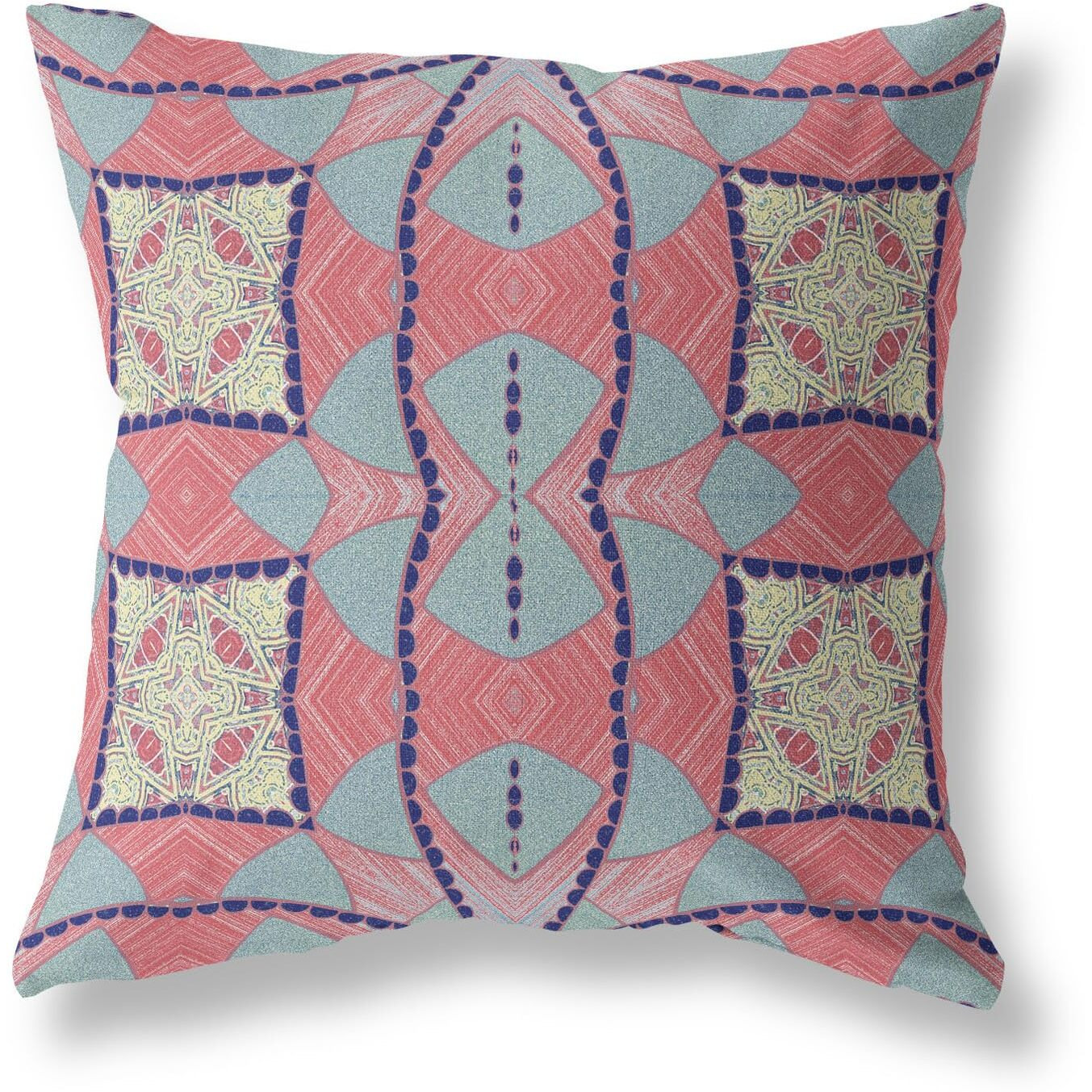 Amrita Sen Cosmic Circle Sprays Suede Blown and Closed Pillow Muted Red Yellow