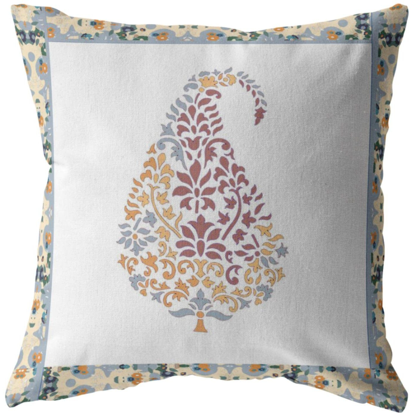 Amrita Sen Fall Leaf Broadcloth Indoor Outdoor Zippered Pillow Orange and Red on White
