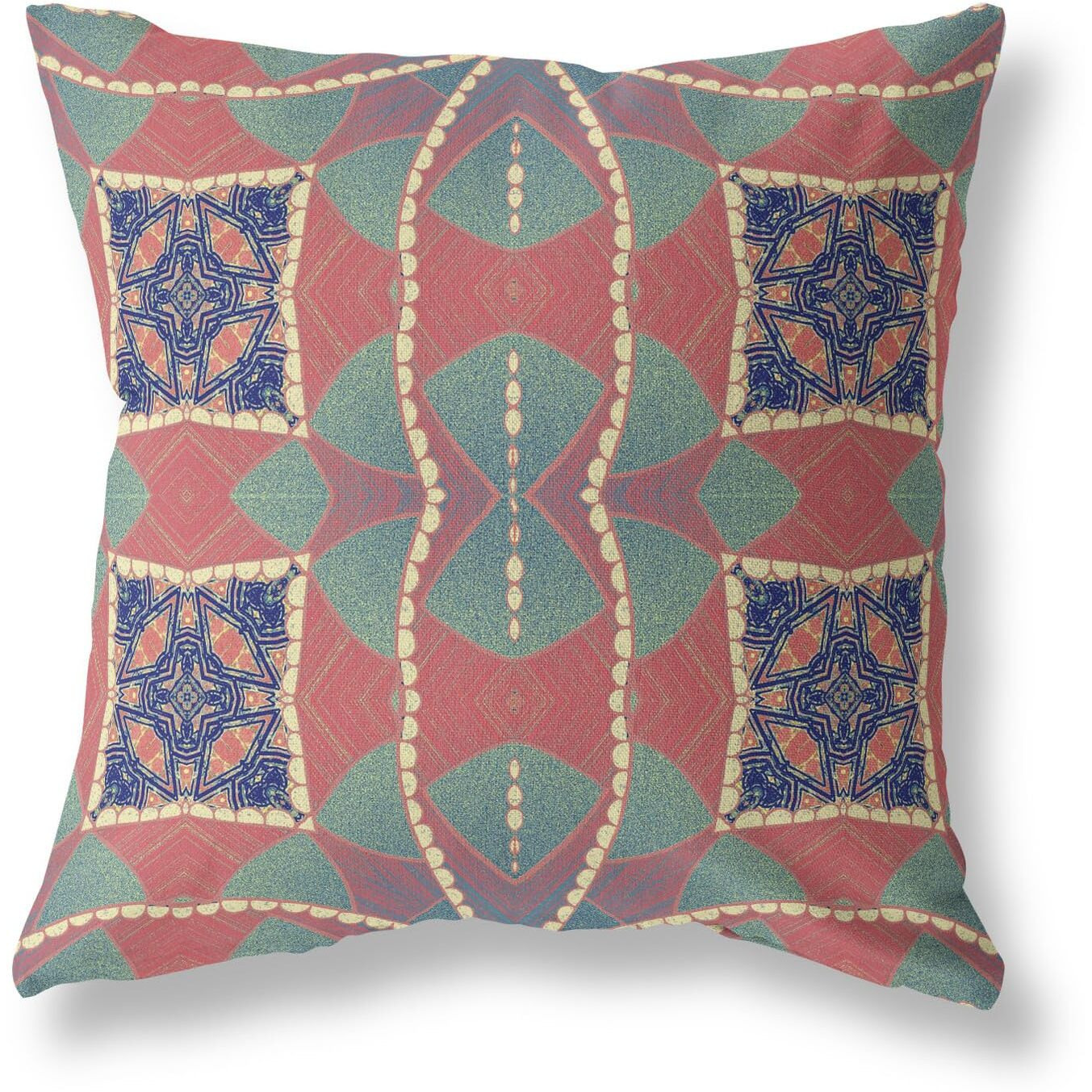 Amrita Sen Cosmic Circle Sprays Suede Zippered Pillow with Insert Red Green Indigo