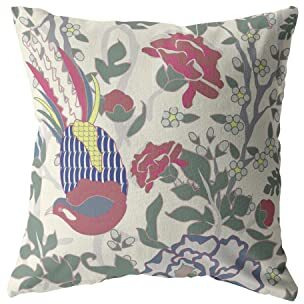 Amrita Sen Hiding Peacock Broadcloth Indoor Outdoor Zippered Pillow Burgundy on White